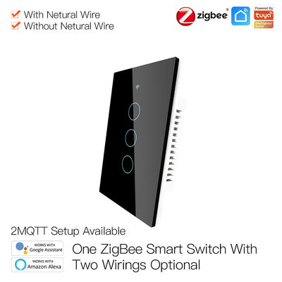 Không có dây trung tính Không có tụ điện Công tắc tường Wifi thông minh Zigbee 3.0 có điều khiển từ xa