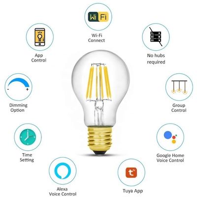 Bóng đèn LED Wifi thông minh 6 Watt không dây CT 2700K Bóng đèn điều khiển bằng giọng nói màu trắng ấm áp nhẹ nhàng