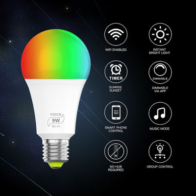 E26 Bóng đèn LED Wifi thông minh 5w 10w 15w Điều khiển từ xa RGB Chức năng bộ nhớ Đèn Led kích hoạt bằng giọng nói
